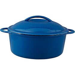 Oster Calera Blue/ White 4.5qt Round Cast Iron Covered Casserole Bakeware Set