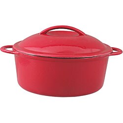 Oster Calera Red/ White 4.5qt Round Cast Iron Covered Casserole Bakeware Set