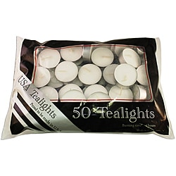 USA White Unscented Tealight Candles (Pack of 50)