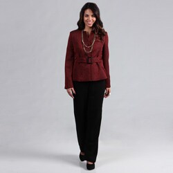 Danillo Women's Collarless Front Buckle Pant Suit