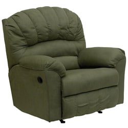 Contemporary Padded Sage Microfiber Rocker Recliner
