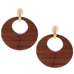 Kenneth Jay Lane Goldtone Dark Wood Earrings