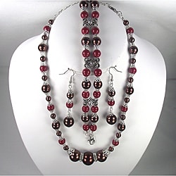 Chocolate and Dark Cherry Pearl Wedding Jewelry Set