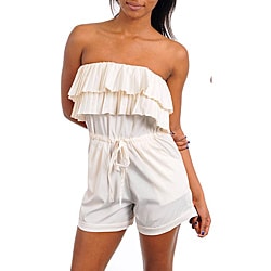 Stanzino Women's Cream Ruffle Strapless Romper