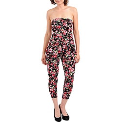 Stanzino Women's Black Strapless Floral Romper