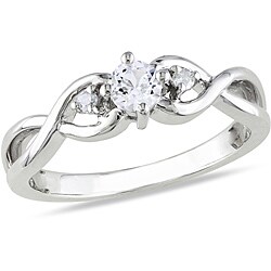 Miadora Sterling Silver 1/3ct TGW White Sapphire and Diamond Accent Ring