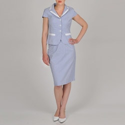 Signature by Larry Levine Women's Seersucker Skirt Suit