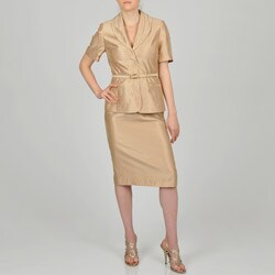Signature by Larry Levine Women's Two-piece Gold Skirt Suit