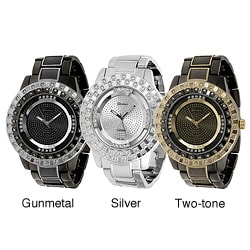 Geneva Platinum Men's Rhinestone-accented Link Watch