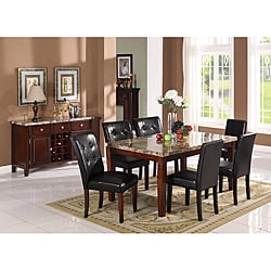 Radian Black Marble 7-piece Dining Set with Black Chairs
