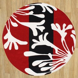 Handmade Sabrina Red New Zealand Blend Wool Rug (6' Round)