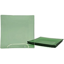Jewel Green Tempered Glass Dessert/Salad Plate Set