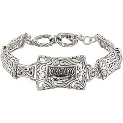Sunstone Sterling Silver Bali Filigree Rectangle Toggle Bracelet