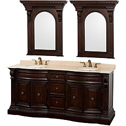 Wyndham Collection Roosevelt 72-inch Warm Cherry Traditional Double Bathroom Vanity