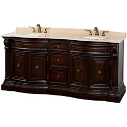 Wyndham Collection Roosevelt 72-inch Warm Cherry Traditional Double Bathroom Vanity