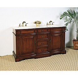 Marble Top 61-inch Double Sink Bathroom Vanity