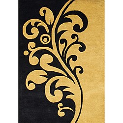 Alliyah Handmade New Zeeland Blend Black Wool Rug (5' x 8')
