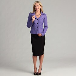 Le Suit Women's Wild Orchid/ Black Skirt Suit