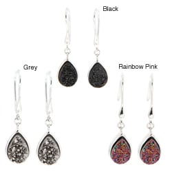 Pearlz Ocean Sterling Silver Pear-cut Druzy Dangle Earrings