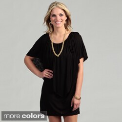 Elan Women's On/Off Shoulder Draped Overlay Dress