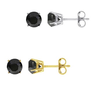14k Gold 1ct TDW Black Diamond Stud Earrings