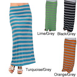 Tabeez Women's Chunky Stripe Stretch Maxi Skirt