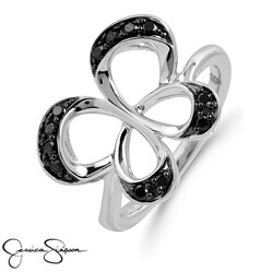 Jessica Simpson Sterling-silver Butterfly Ring with Black Diamonds