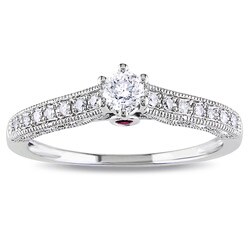 Miadora 14k Gold 1/4ct TDW Diamond and Pink Sapphire Engagement Ring (G-H, I1-I2)