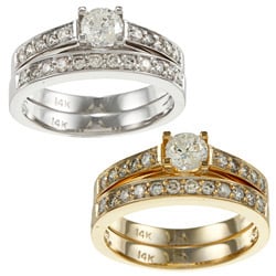 14k Gold 1ct TDW Round Diamond Bridal Ring Set (I-J, I2)
