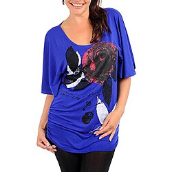 Stanzino Women's Plus-size Royal Blue Floral Print Top