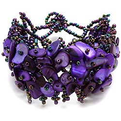 Bleek2Sheek Purple Mother of Pearl Bead Weave Bracelet