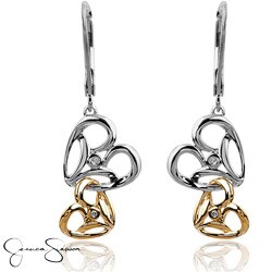 Jessica Simpson Silver and 10k Gold 1/3ct TDW Diamond Dangle Heart Earrings