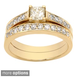14k Gold 1ct TDW Princess-cut Diamond Bridal Ring Set (I-J, I2)