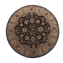 Hand-tufted Black/ Ivory Wool Blend Rug (8' Round)
