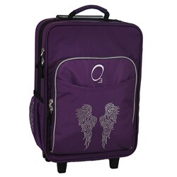 O3 Kids "Rhinestone Angel Wings" 16-inch Rolling Carry On Cooler Upright
