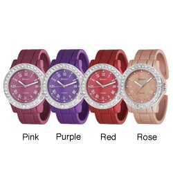 Geneva Platinum Women's Rhinestone Roman Numeral Cuff Watch