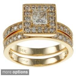 14k Gold 1.5ct TDW Princess Diamond Bridal Ring Set (H-I, I1-I2)