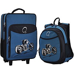 O3 Kids "Motorcycle" Pre-School 2-piece Backpack and Suitcase Carry On Luggage Set
