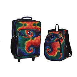 O3 Kids "Tie Dye" Pre-School 2-piece Backpack and Suitcase Carry On Luggage Set