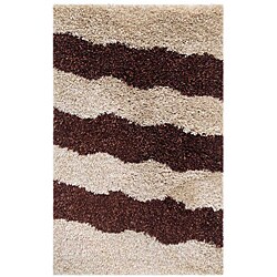 Hand-woven PX-1500D Grey/ Brown Shag Rug (5' x 8')