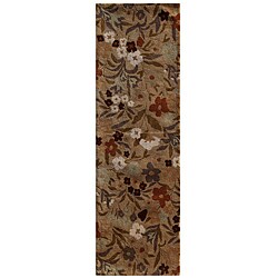 Hand-tufted Beige/ Red Wool Rug (2'6 x 8')