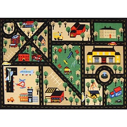 Kid's Rugs Non-Skid Town Roads Black 4'6 x 6'1