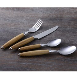 LeBrun French Flatware "Nature" style 24 piece Set - Faux wood finish