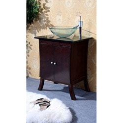 Dark Walnut 27-inch Bathroom Vanity Glass Bowl Sink