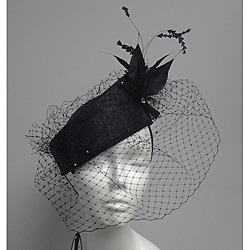 Black Elegant Synamay Pillbox/Cocktail Fascinator Hat