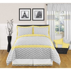 Sweet JoJo Designs Grey and Yellow Zig Zag 3-piece Full/ Queen Bedding Set