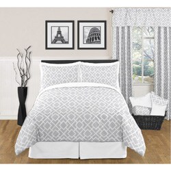 Sweet JoJo Designs Grey and White Diamond 3-piece Full / Queen-size Bedding Set