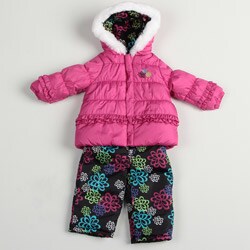 London Fog Infant Girl Floral Snow Suit Set