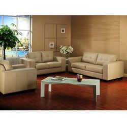 Whitney Modern Ivory Leather Sofa and Loveseat Set