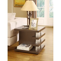 Architectural Inspired Dark Espresso End Table